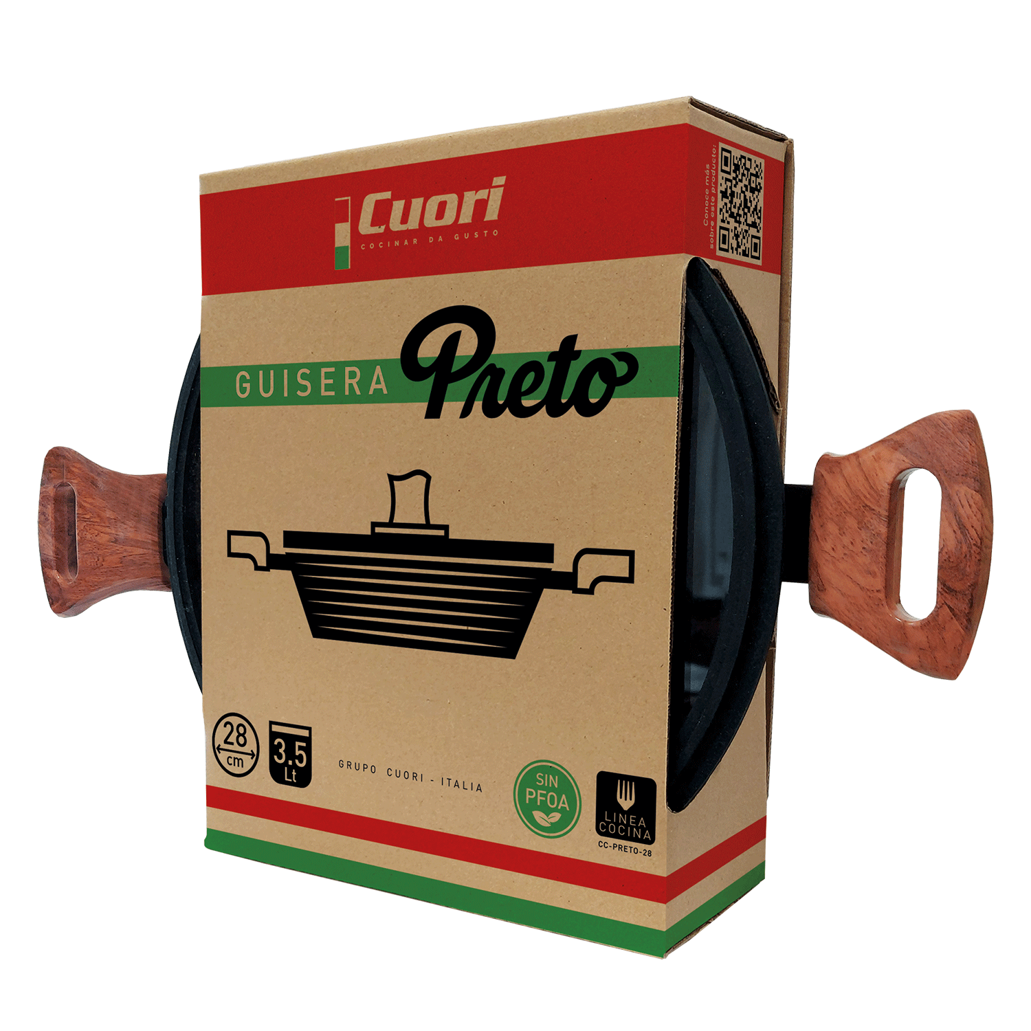 GUISERA CON TAPA 24CM «PRETO» - Imagen 4